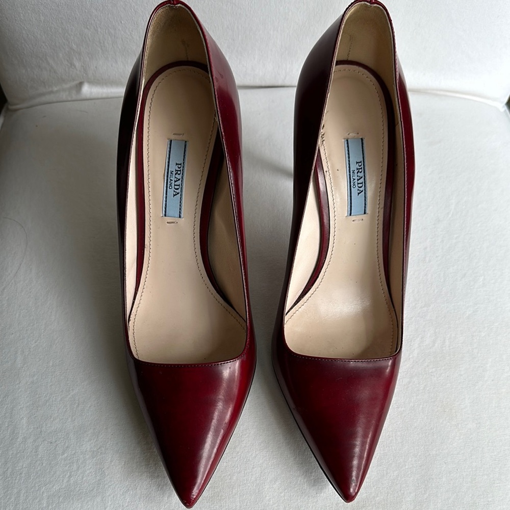 Prada Women's Deep Red Leather Heels